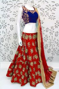 Embroidered Banglori Silk Lehenga Choli