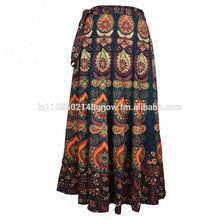 Trendy Magic Wrap Cotton Skirt Hand Block Print Wrap Skirts