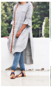 Khadi Grey Long Kurti