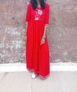 Red On Long Kurti