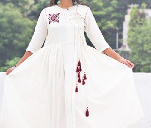 White Pehran Anarkali Kurti