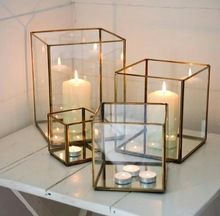 vintage glass and brass box showcase cube shaped display case set of 4 boxes