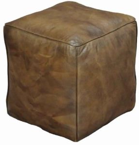 CUBE SHAPE LEATHER OTTOMAN