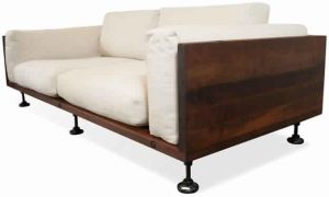 MODERN CONTEMPORARY RECLAIMED WOOD CAST IRON SOFA