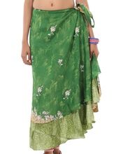 intage silk sari double layered and reversible wrap-skirt dress