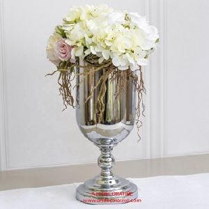 Small Metal Urn Vase Silver