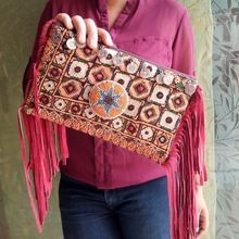 bohemian ethnic design vintage embroidery banjara suede leather tassel