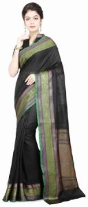 Black Dupion Silk Saree