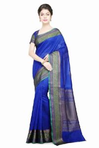 Blue Dupion Silk Saree