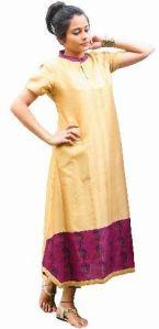 Laethnic Beige Chanderi A line Kurti