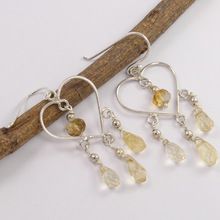 Natural CITRINE Briolette Tear Drop Beads earring