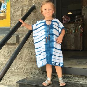 Kids Beachwear Rayon Tie Dye Cover Up Kaftan