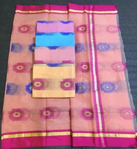 Kota Silk Flower Border Saree