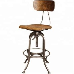 iron metal Bar chair with wooden seat AND back