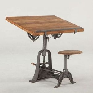 wood writing desk with stool