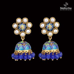 Blue Pearl Jhumki Earrings