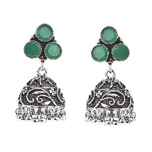 German Silver Pierced Dangle Jhumki