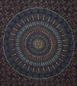Gray Cotton Mandala Tapestry Queen Size Cotton Double Bedspread