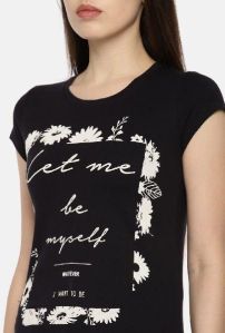 Ladies Printed Round Neck T- Shirt