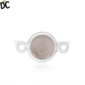 925 Silver Rose Quartz Gemstone Connector