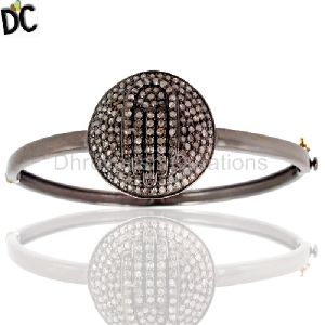 Diamond Studded Hamsa Hand Bangle Bracelet