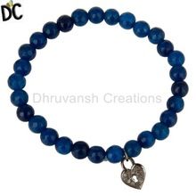 Pave Diamond And Blue Onyx Gemstone