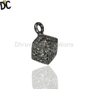 Pave Diamond Square Charm Pendant