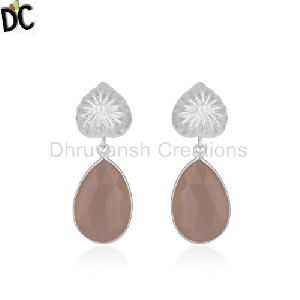 Rose Chalcedony Gemstone Designer 92 5 Sterling Silver Earring