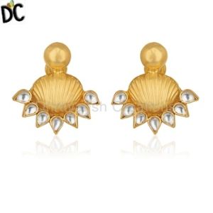 White Kundan stud Earrings