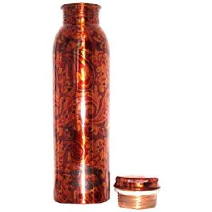 Matt Finish Multi Ring Printed Copper Bottle