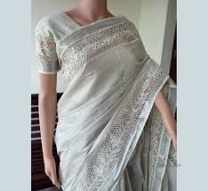 Designer Embroidered Tissue Linen Sarees