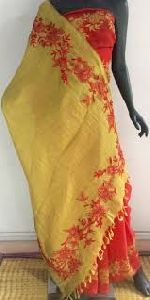 Fancy Embroidered Tissue Linen Sarees