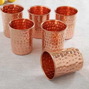 Copper Hammered Glass Set