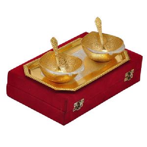 Brass Apple Double Tone Plated Bowl Set