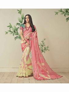 Colored Cotton Silk Saree With Free Blouse.