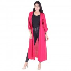 Women 3/4 Sleeve Length Fuschia Shrug