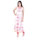 Women Sleeveless Printed Flower White Kurta