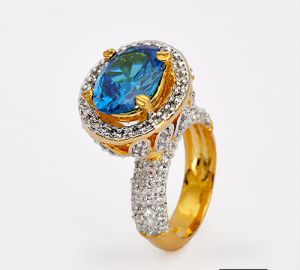 Blue fancy Ring in Traditional way For All Occasion