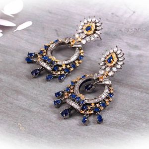 Bollywood Ethnic Short Beautiful Earring in Black Plated