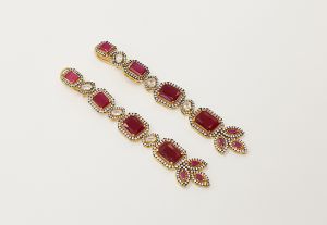 Fancy Long Ruby Stone Earring