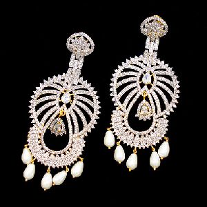 Heavy Pearl Beaded White Earrings with Gold Plated