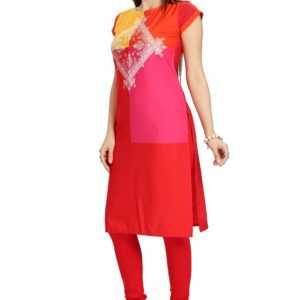 Red Poly Crepe Tunic For Bold Women