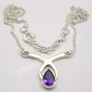 925 PURE Silver AMETHYST Necklace