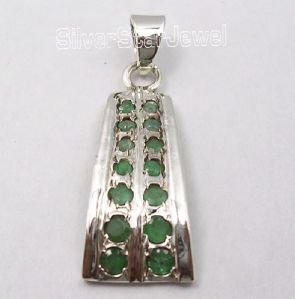 925 Silver EMERALD GEMSTONES Pendant