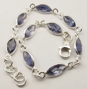 925 Silver Genuine Blue IOLITE Facetted Bracelet