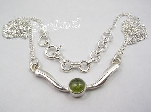 925 Silver GENUINE PERIDOT ADJUSTABLE Chain Necklace