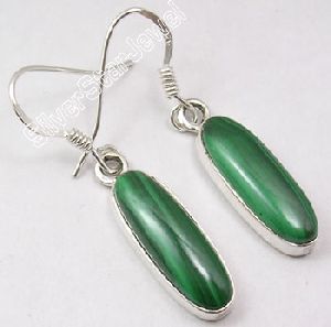 925 Silver MALACHITE FASHIONABLE Dangle Earrings