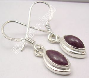 925 Silver Natural Ruby Cute Dangle Earrings