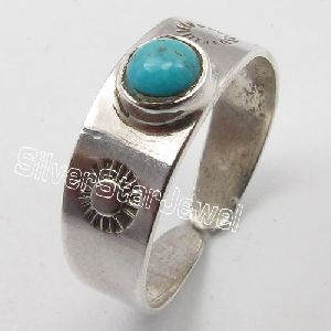 925 Silver Natural Turquoise Gemstone Toe Ring