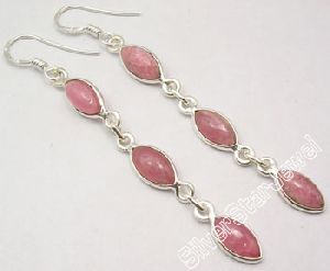 925 Silver RHODOCHROSITE LONG Dangle Earrings